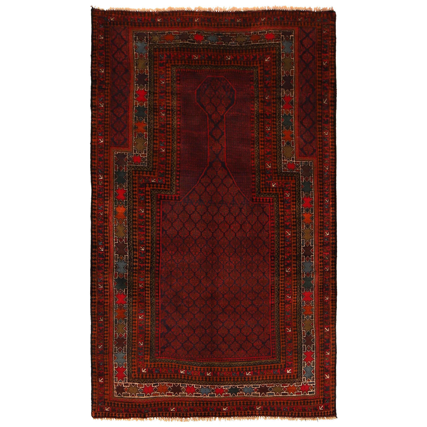 Afghan Woolen Prayer Rug 5.6x3.2 ft