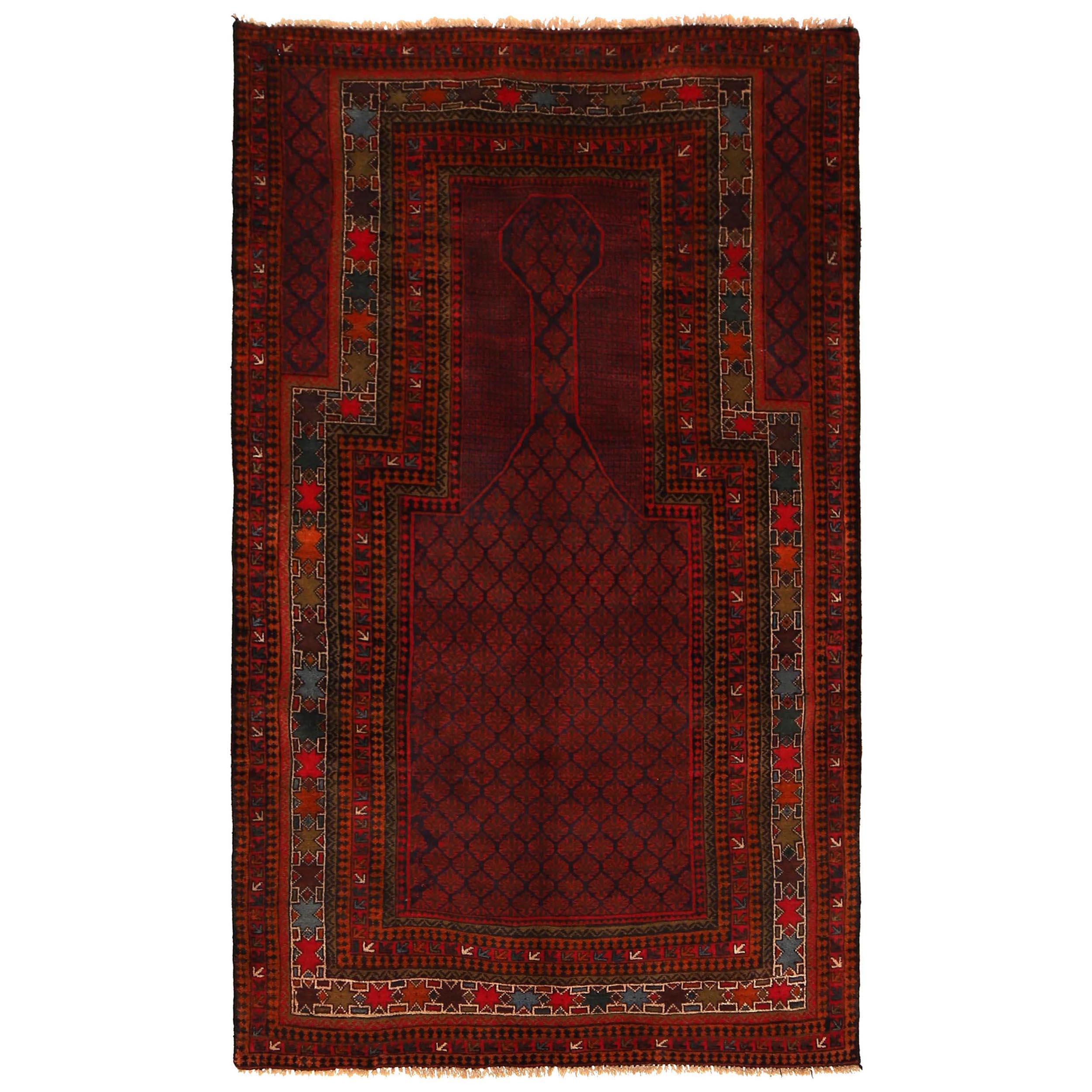Afghan Woolen Prayer Rug 5.6x3.2 ft