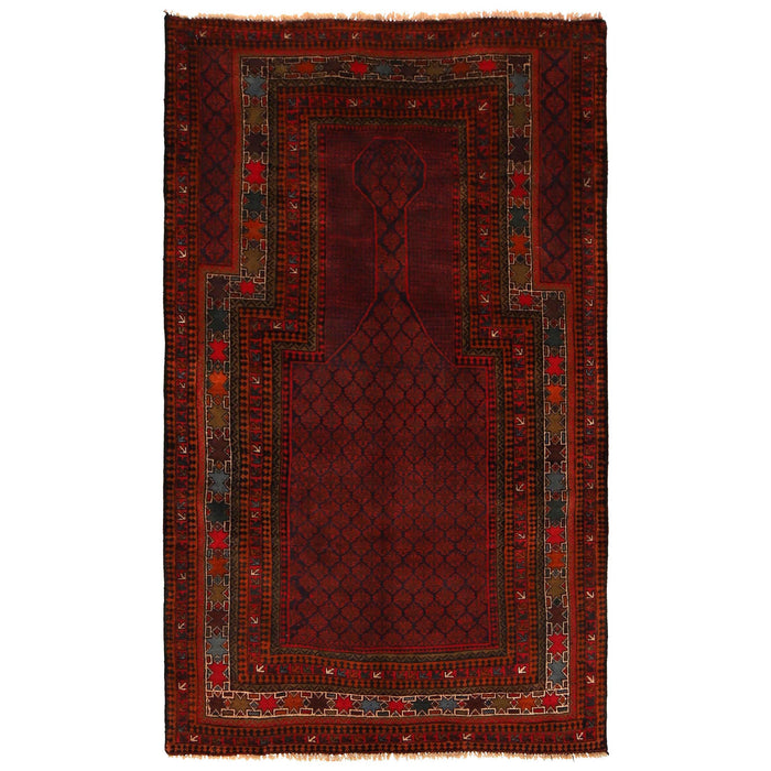 Afghan Woolen Prayer Rug 5.6x3.2 ft