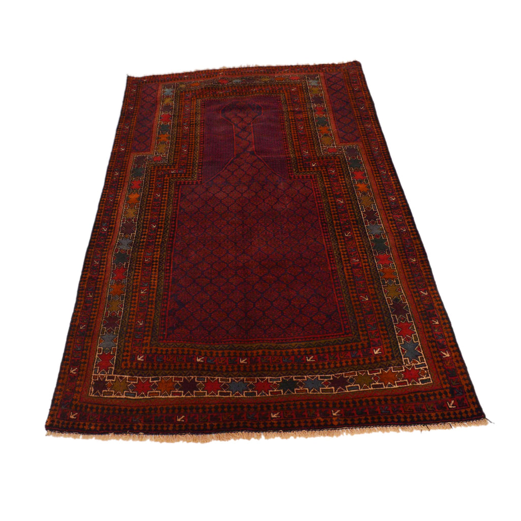 Afghan Woolen Prayer Rug 5.6x3.2 ft