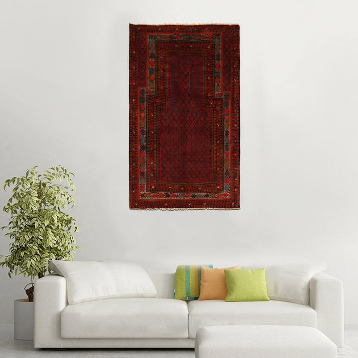 Afghan Woolen Prayer Rug 5.6x3.2 ft