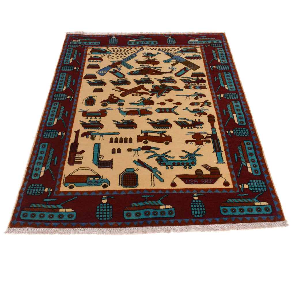 Traditional War Weapons Carpet 5.1x3.3 ft
