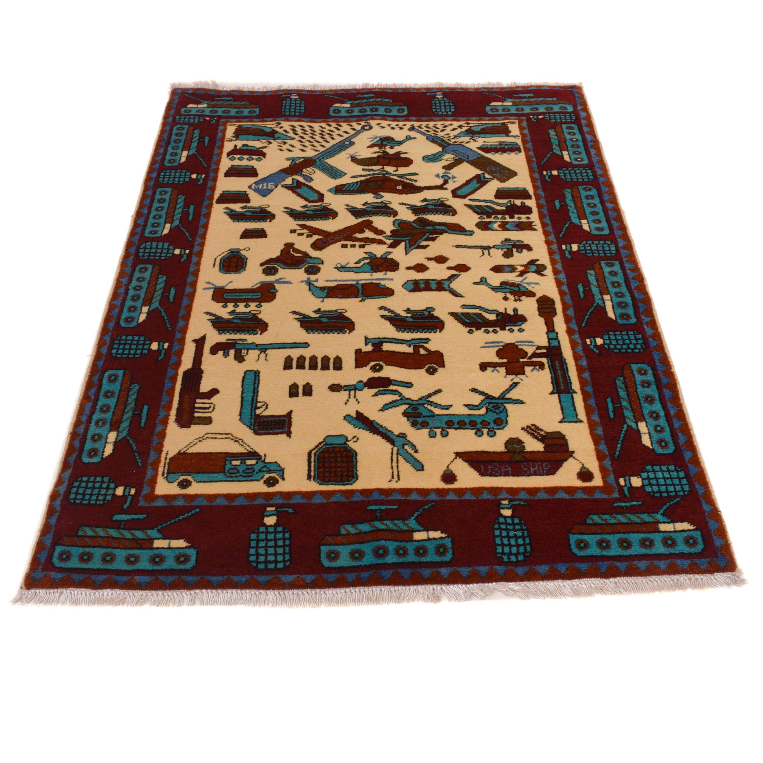 Traditional War Weapons Carpet 5.1x3.3 ft