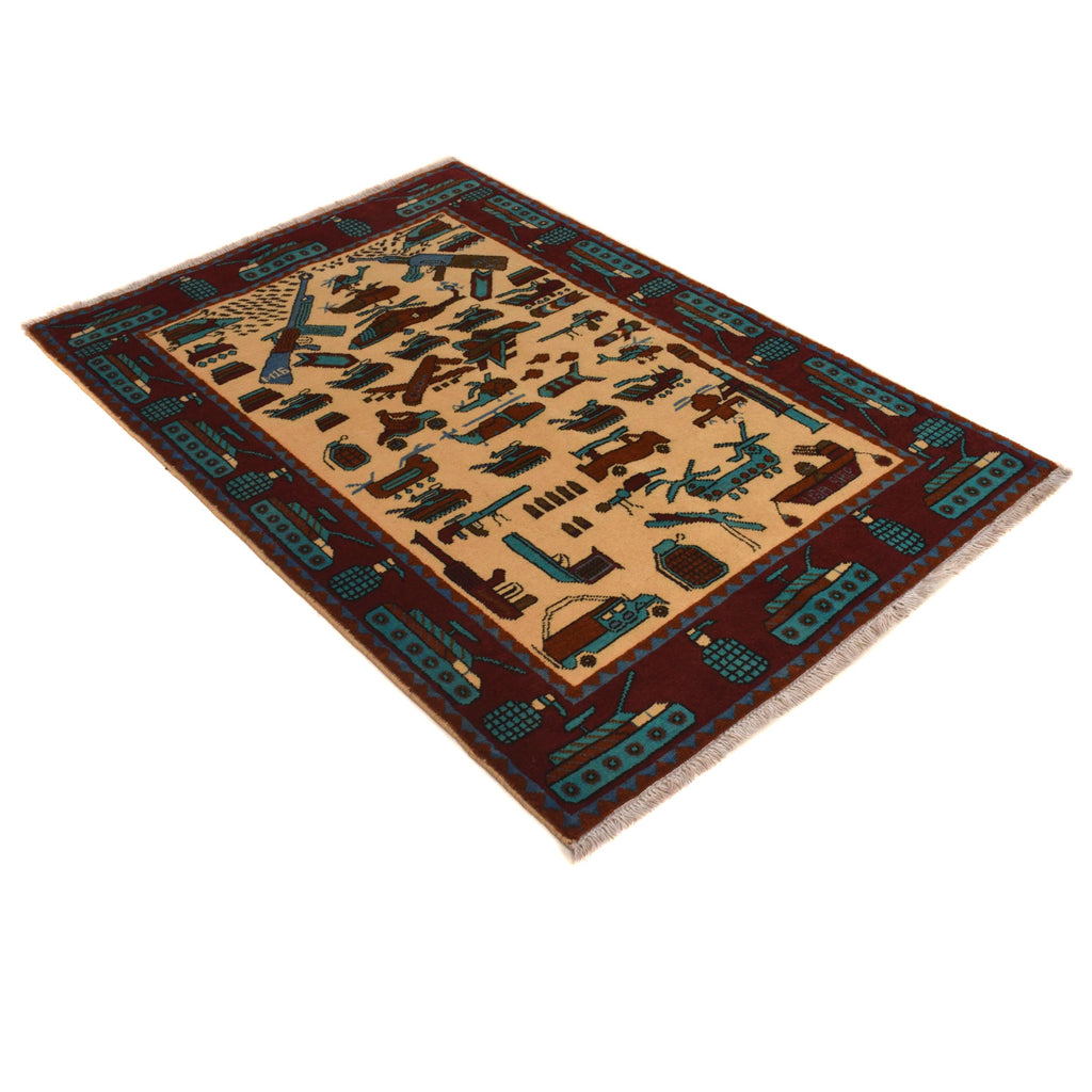Traditional War Weapons Carpet 5.1x3.3 ft
