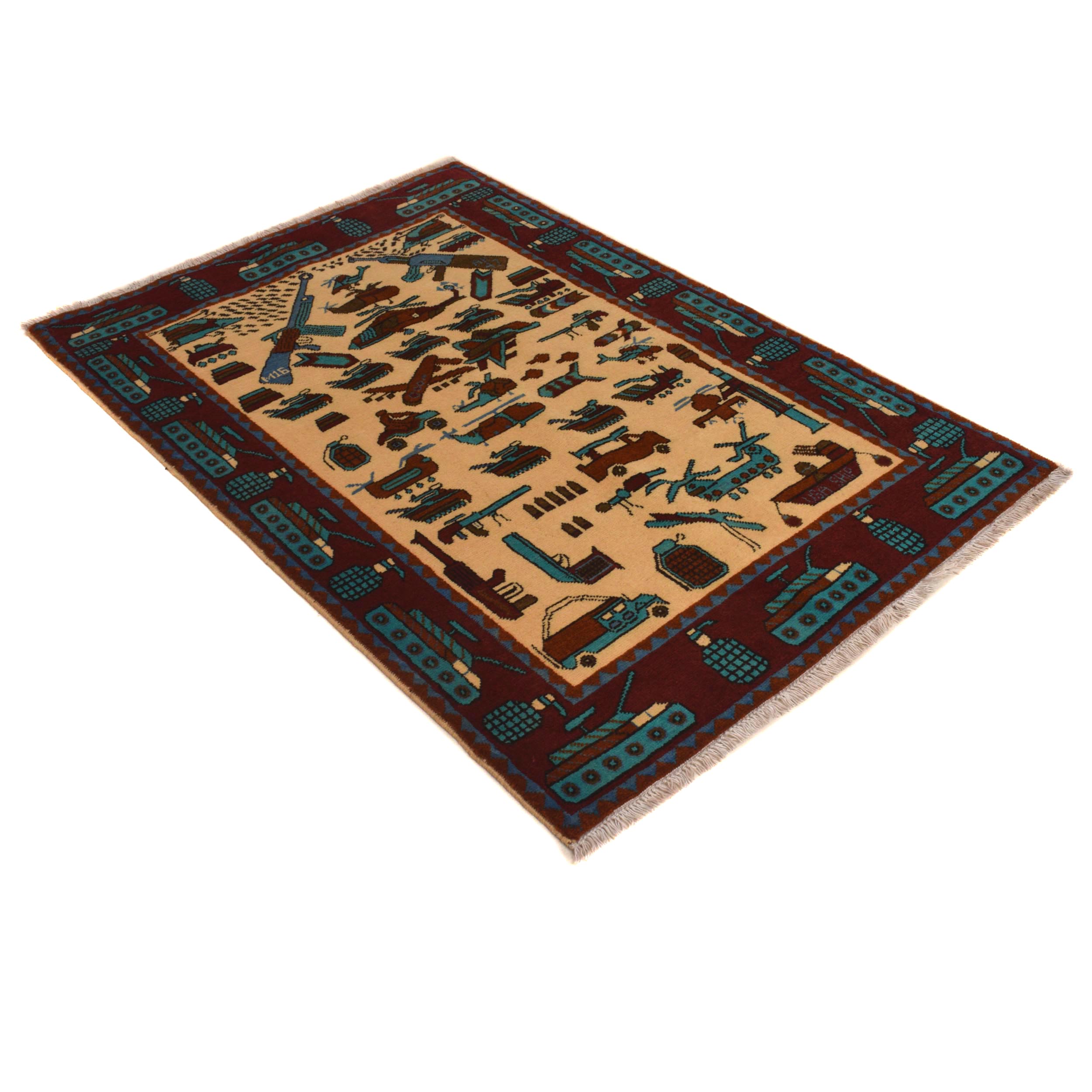 Traditional War Weapons Carpet 5.1x3.3 ft