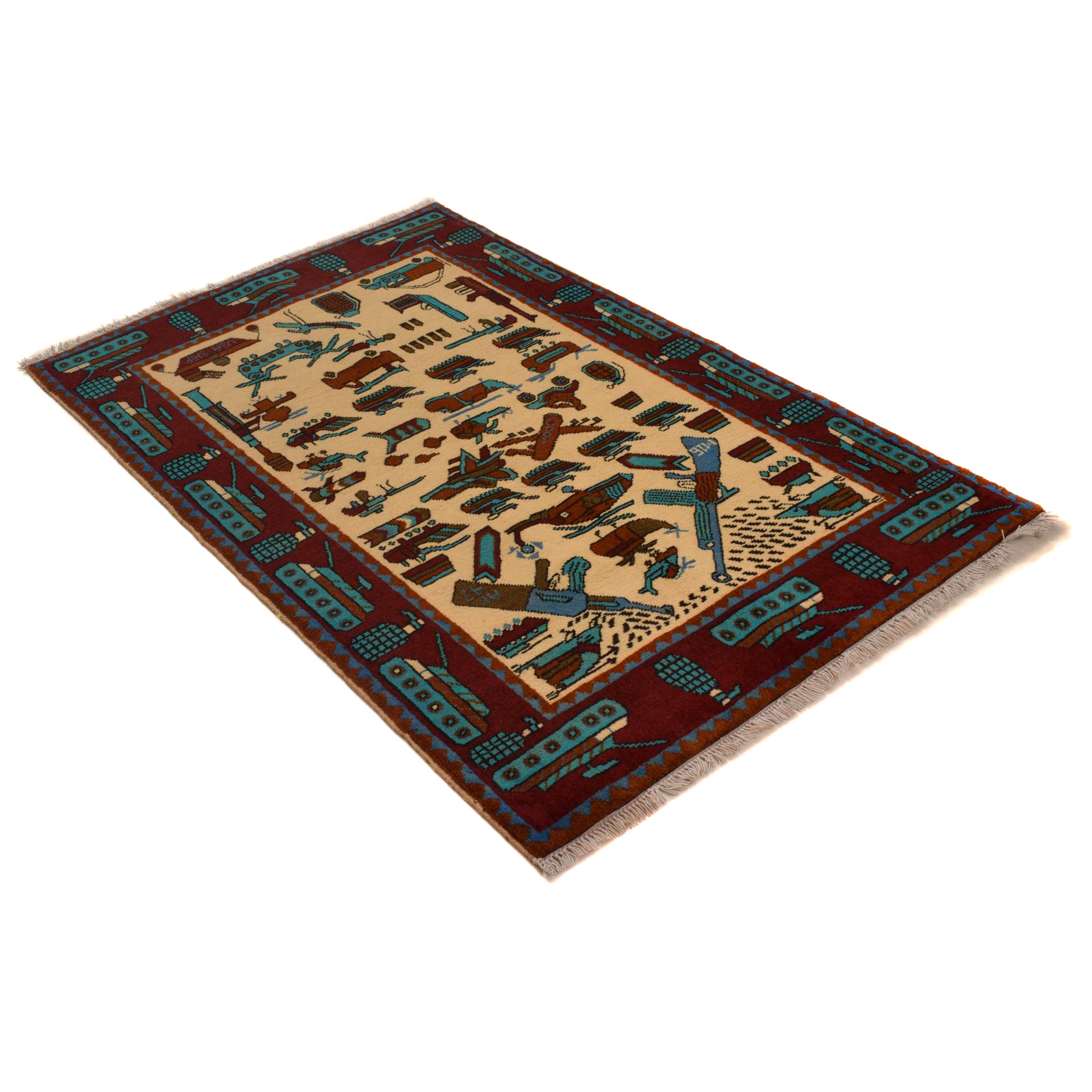 Traditional War Weapons Carpet 5.1x3.3 ft