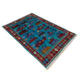 Handwoven Afghan Weapons Conflict Story Rug 4.3x2.7 ft