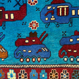 Handwoven Afghan Weapons Conflict Story Rug 4.3x2.7 ft