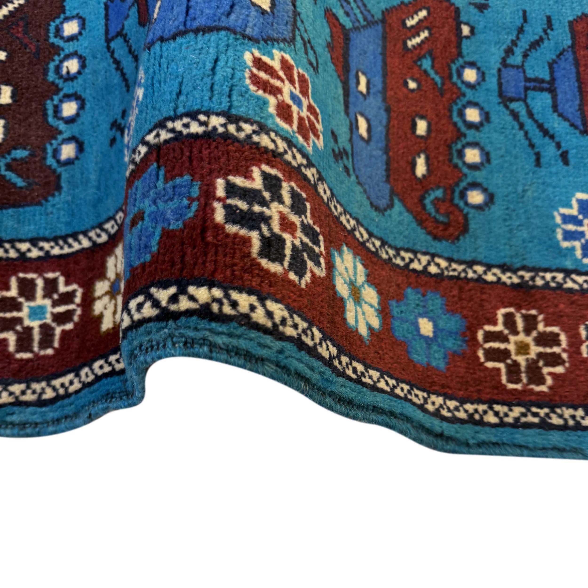 Handwoven Afghan Weapons Conflict Story Rug 4.3x2.7 ft