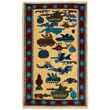Vintage Afghan Warfare Tribal War Carpet 4.2x2.7 ft