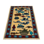 Vintage Afghan Warfare Tribal War Carpet 4.2x2.7 ft