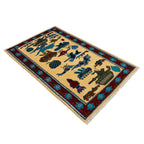 Vintage Afghan Warfare Tribal War Carpet 4.2x2.7 ft