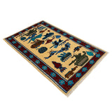 Vintage Afghan Warfare Tribal War Carpet 4.2x2.7 ft