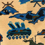 Vintage Afghan Warfare Tribal War Carpet 4.2x2.7 ft