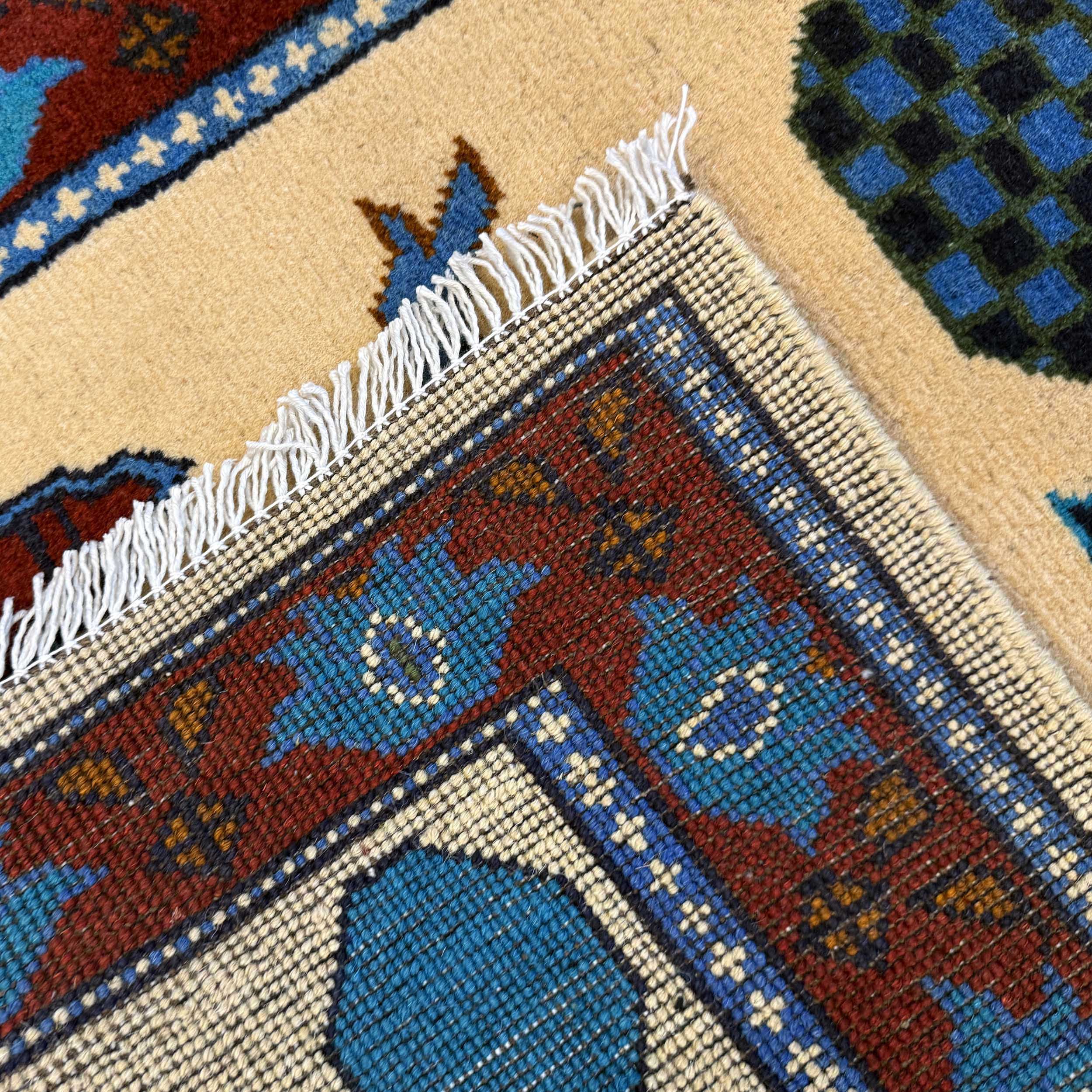 Vintage Afghan Warfare Tribal War Carpet 4.2x2.7 ft