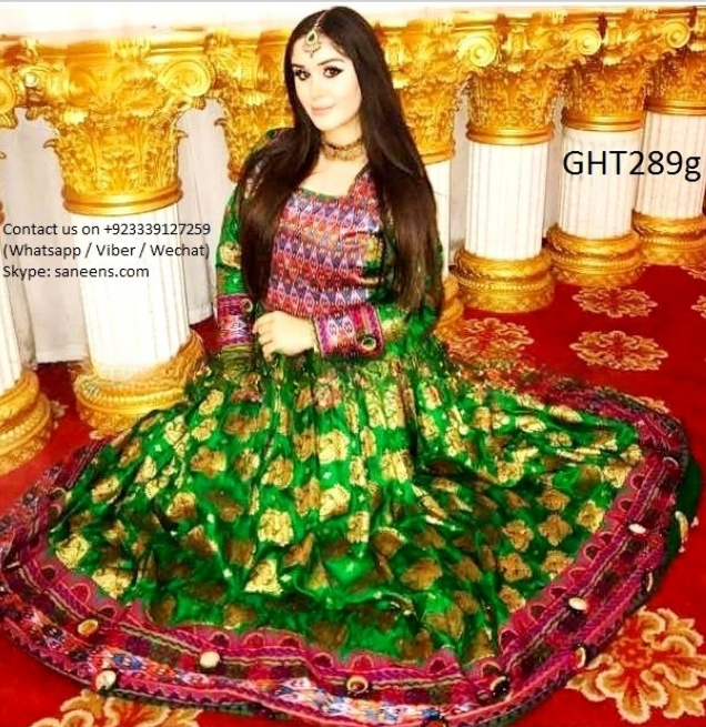Afghani Dress Afghan Women Dress In Green Banarasi Fabric