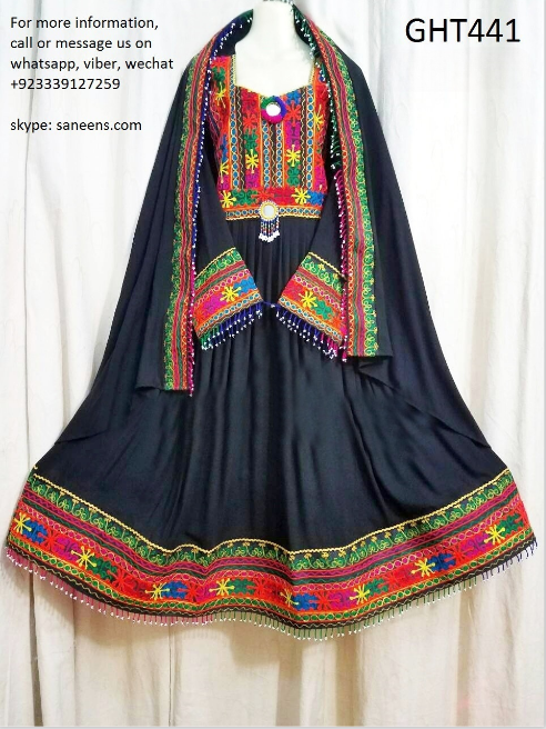 Pashtun Dress Afghan Clothes In Black Color Persian Bridal Costume