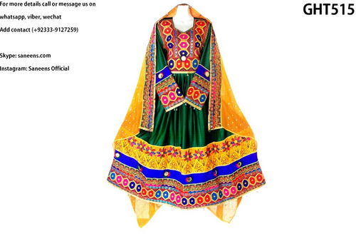 Afghani Rasam E Hina Dress In Yellow And Green Color