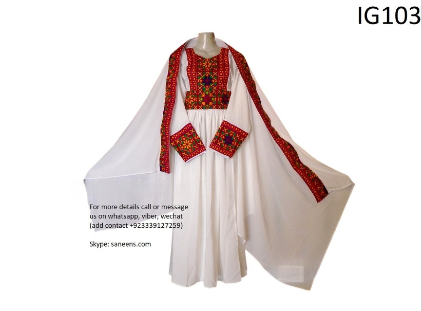 New tribal ethnic white simple embroidery