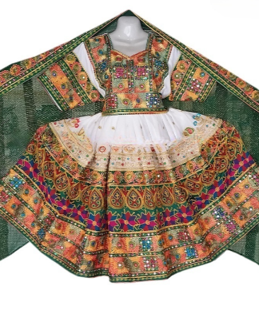 New afghan clothes in green embroidery