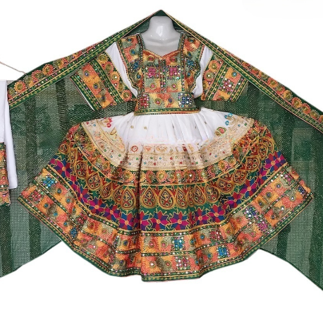 New afghan clothes in green embroidery