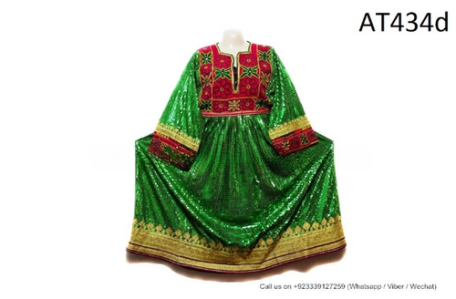 Afghan Women Long Frock Kuchi Fashion Vintage Shirt With Nice Sequin Work