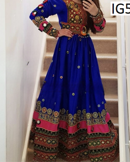 New traditional kuchi mirror yakhan  style clothes in blue color