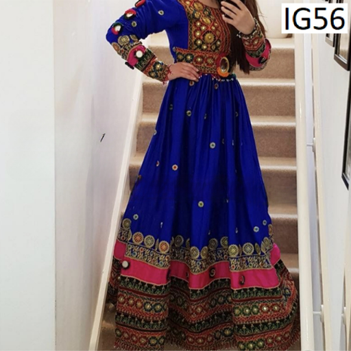 New traditional kuchi mirror yakhan  style clothes in blue color