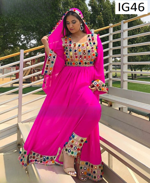 New afghan fashion tribal pink dress