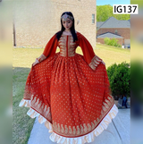 Traditional afghan fashion new embroidery dress in red color