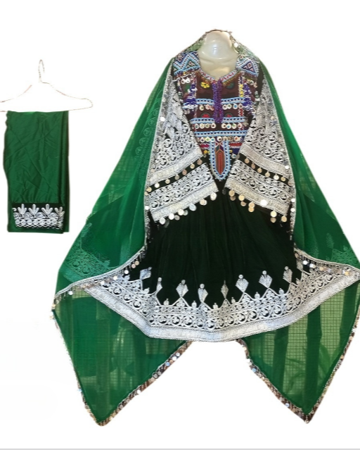 New Afghan dark green color coins dresses