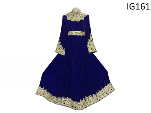 New Afghan Traditional chorma dozi work dress in blue color