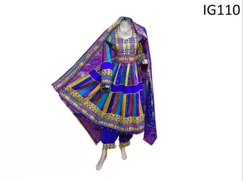 Traditional afghan ethnic nomad nikkah clothes in multi color