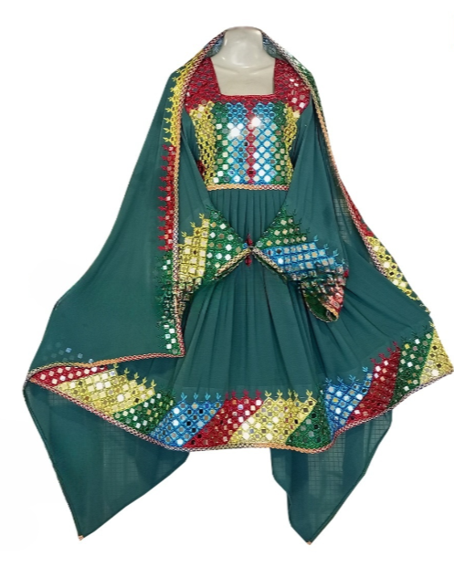New Afghan dress in green color