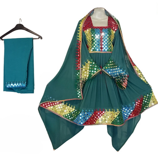 New Afghan dress in green color