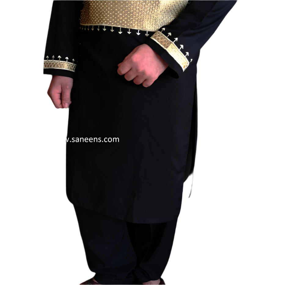 new traditional pashtun style black suit