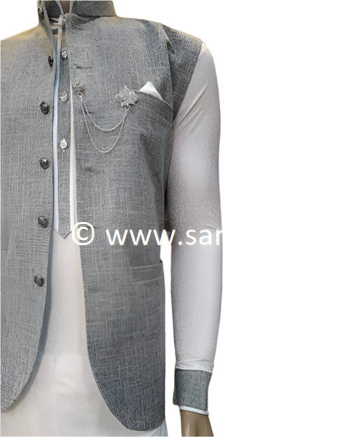 New pashtun style online silver vest for men