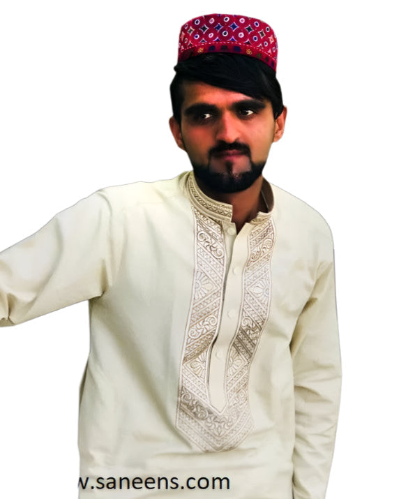 Gents White Embroidered Dress
