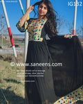 New afghan fashionable mirror work black dress by mina khan