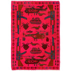 Handmade Afghan AK-47 War Rug 4.8x3.3 ft