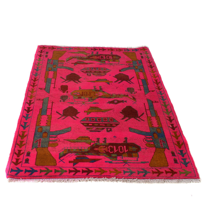 Handmade Afghan AK-47 War Rug 4.8x3.3 ft