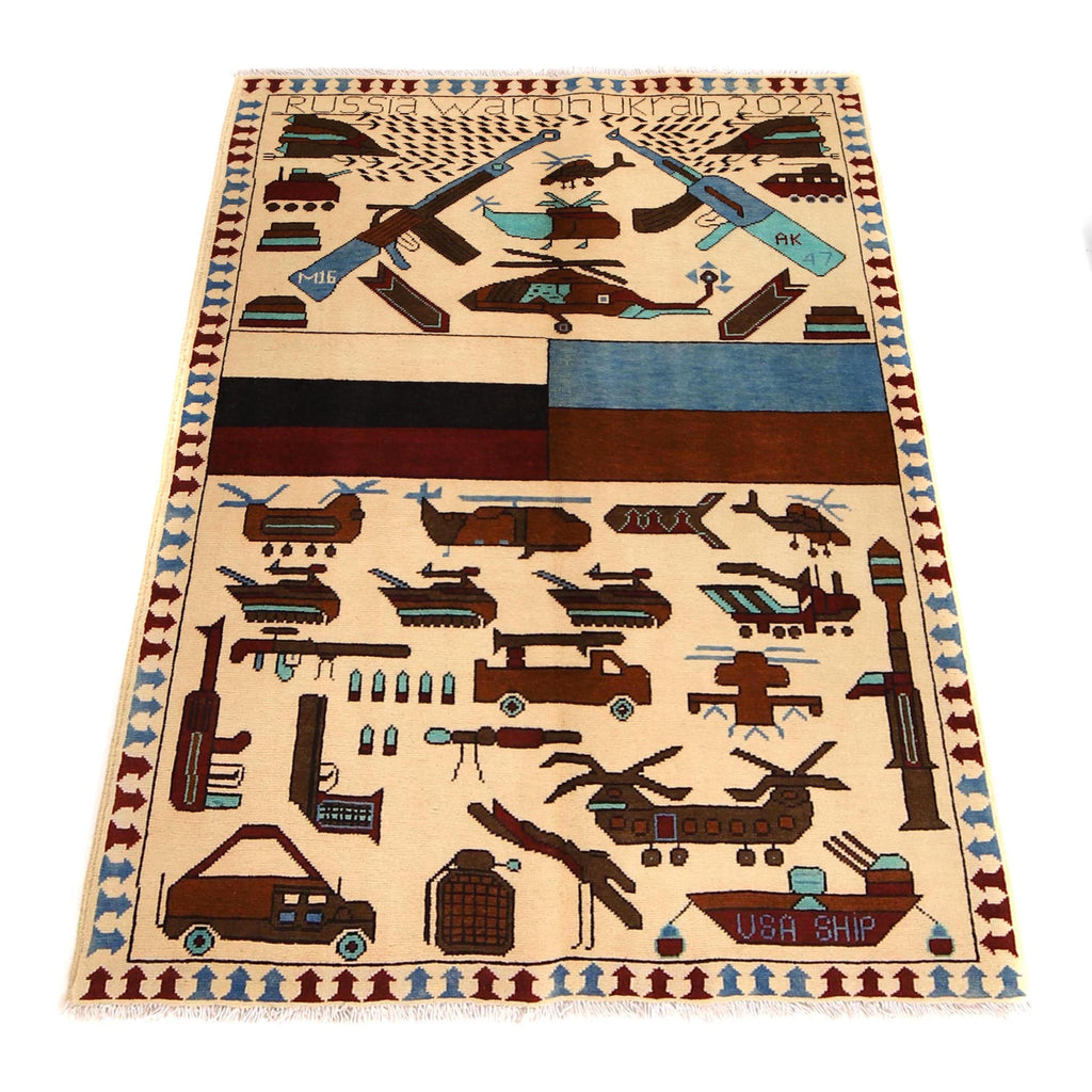 Cultural Russia & Ukraine War Art Rug 4.9x3.3 ft