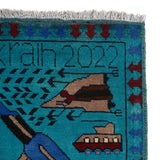 Unique Storytelling Russia & Ukraine War Rug 4.9x3.3 ft