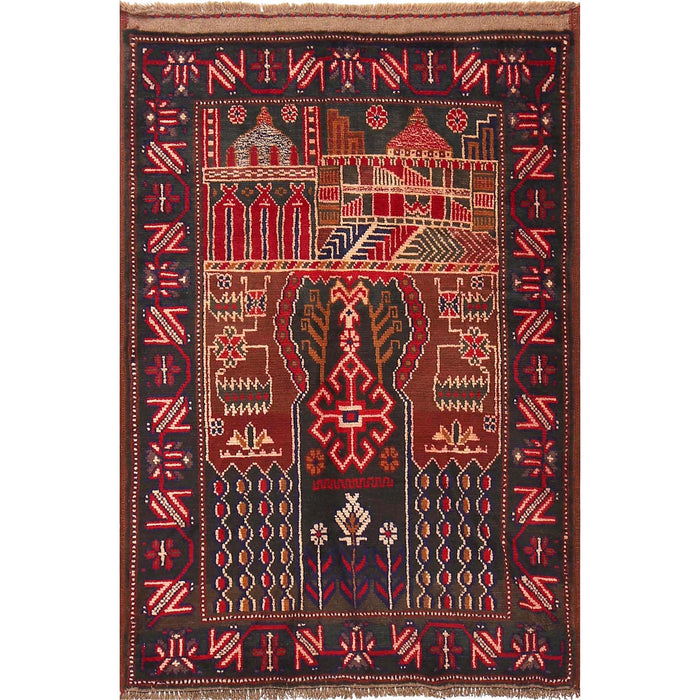 Afghan Rug Prayer Design 4.6x3.1 ft