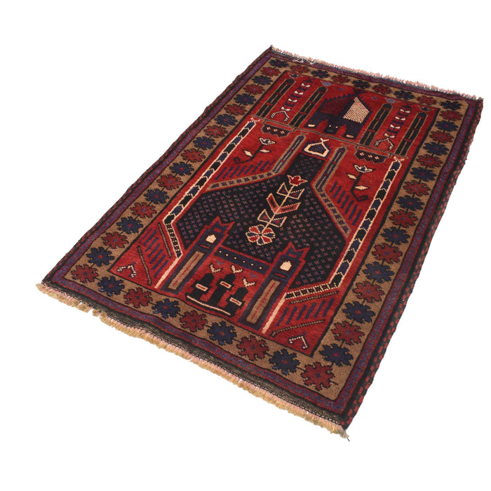 Afghan Handloom Prayer Rug 4.5x3.1 ft