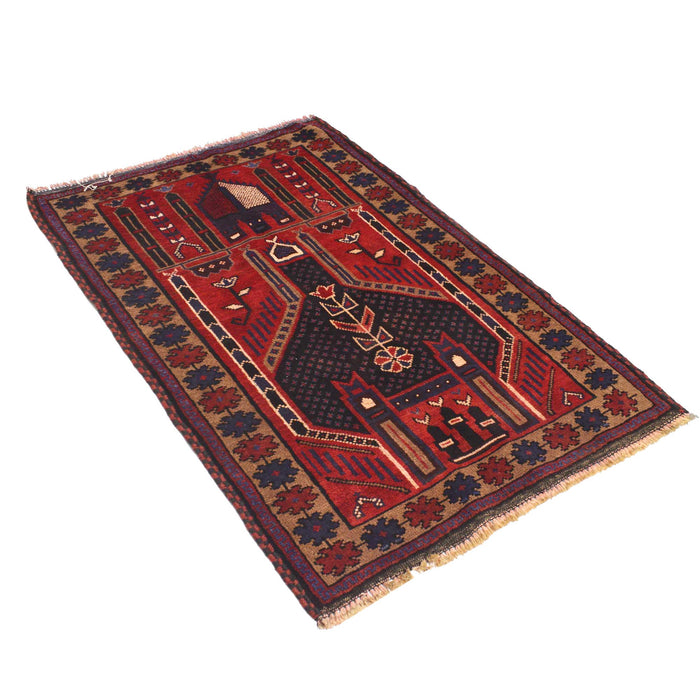 Afghan Handloom Prayer Rug 4.5x3.1 ft