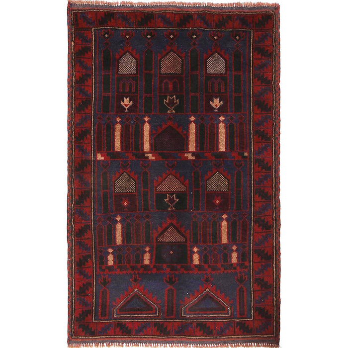 Soft Afghan Wool Prayer Rug 4.7x2.9 ft