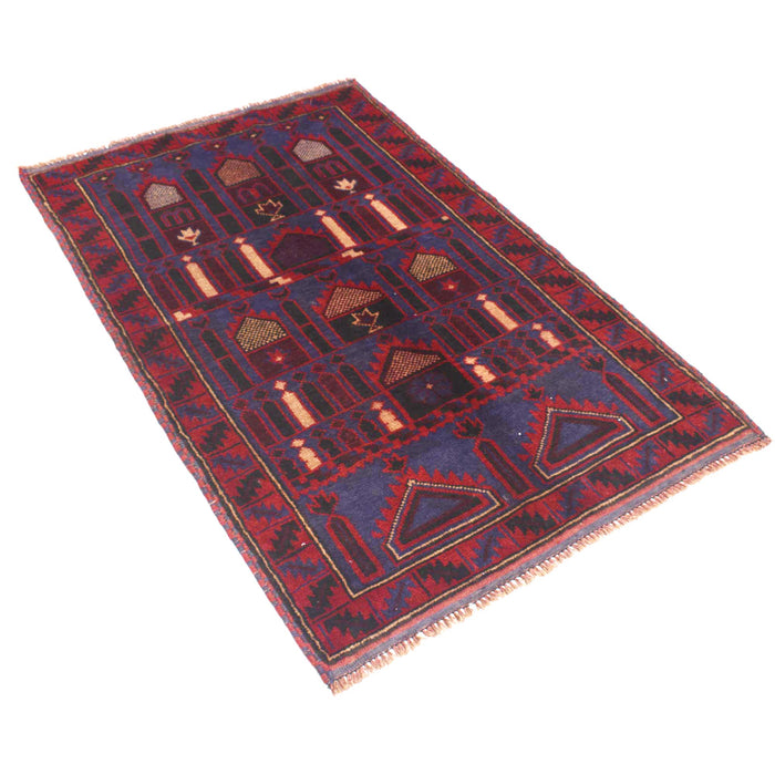 Soft Afghan Wool Prayer Rug 4.7x2.9 ft