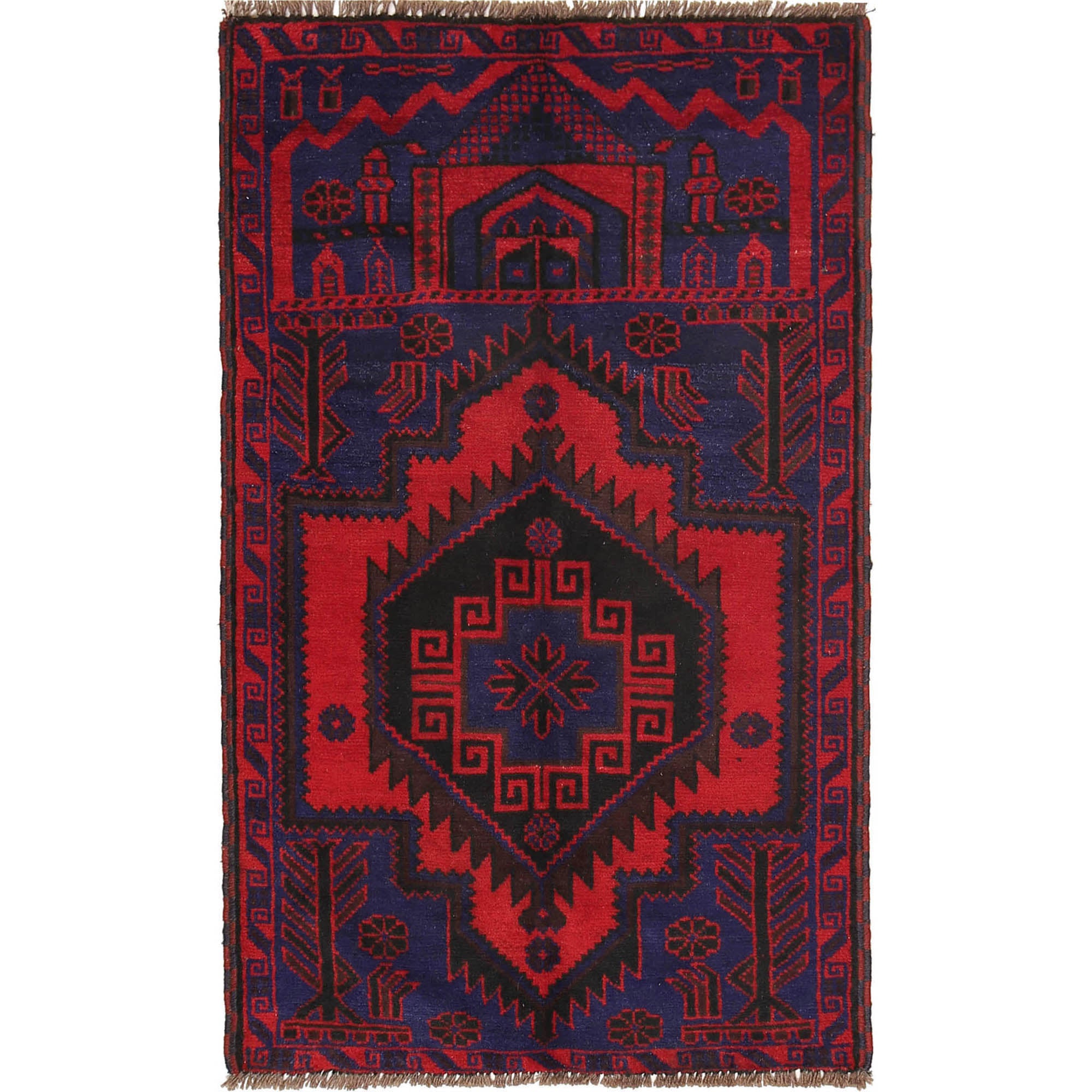 Afghan Authentic Prayer Rug 4.6x2.8 ft