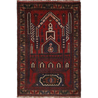 Afghan Handmade Wool Prayer Rug 4.3x2.8 ft